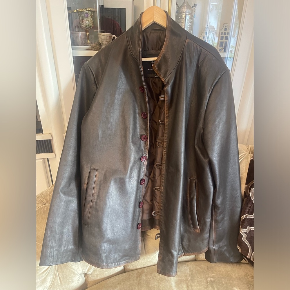 The jacket maker brown leather jacket, size 4XL